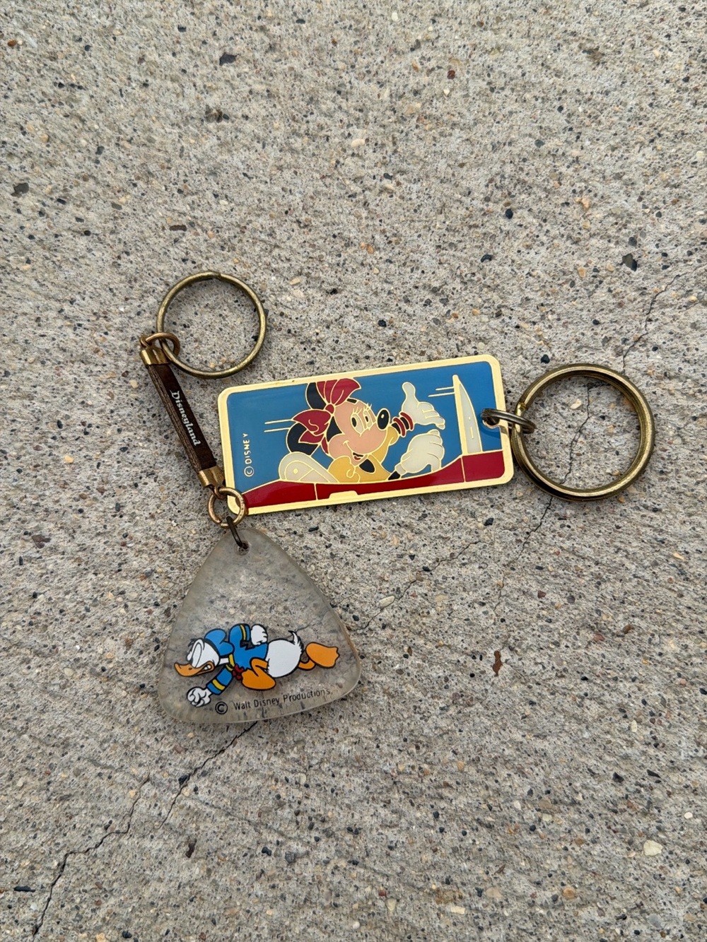 Vintage Disney Keychain Lot - Minnie Mouse Enamel & Donald Duck Acrylic Fob